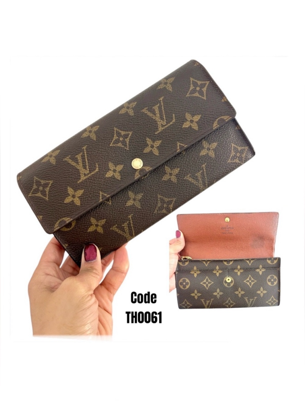 Vintage LOUIS VUITTON Monogram Coated Canvas Sarah Women’s Long Wallet Brown